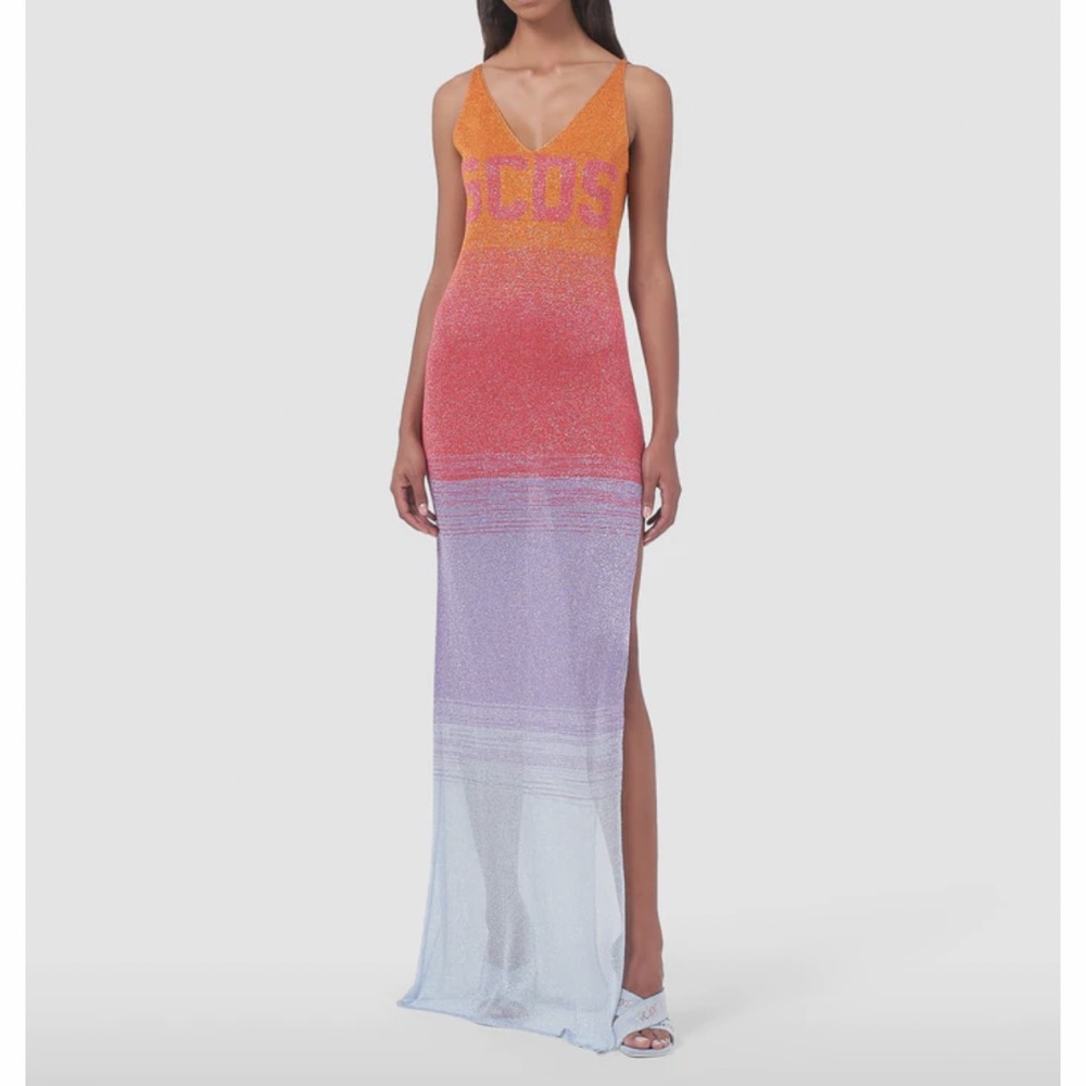 GCDS rainbow knit maxi dress